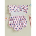 thumbnail image 5 of BemeyourBBs Baby Girl 4th of July Romper Ruffle Sleeveless Bow Embroidery Bodysuit, 5 of 9