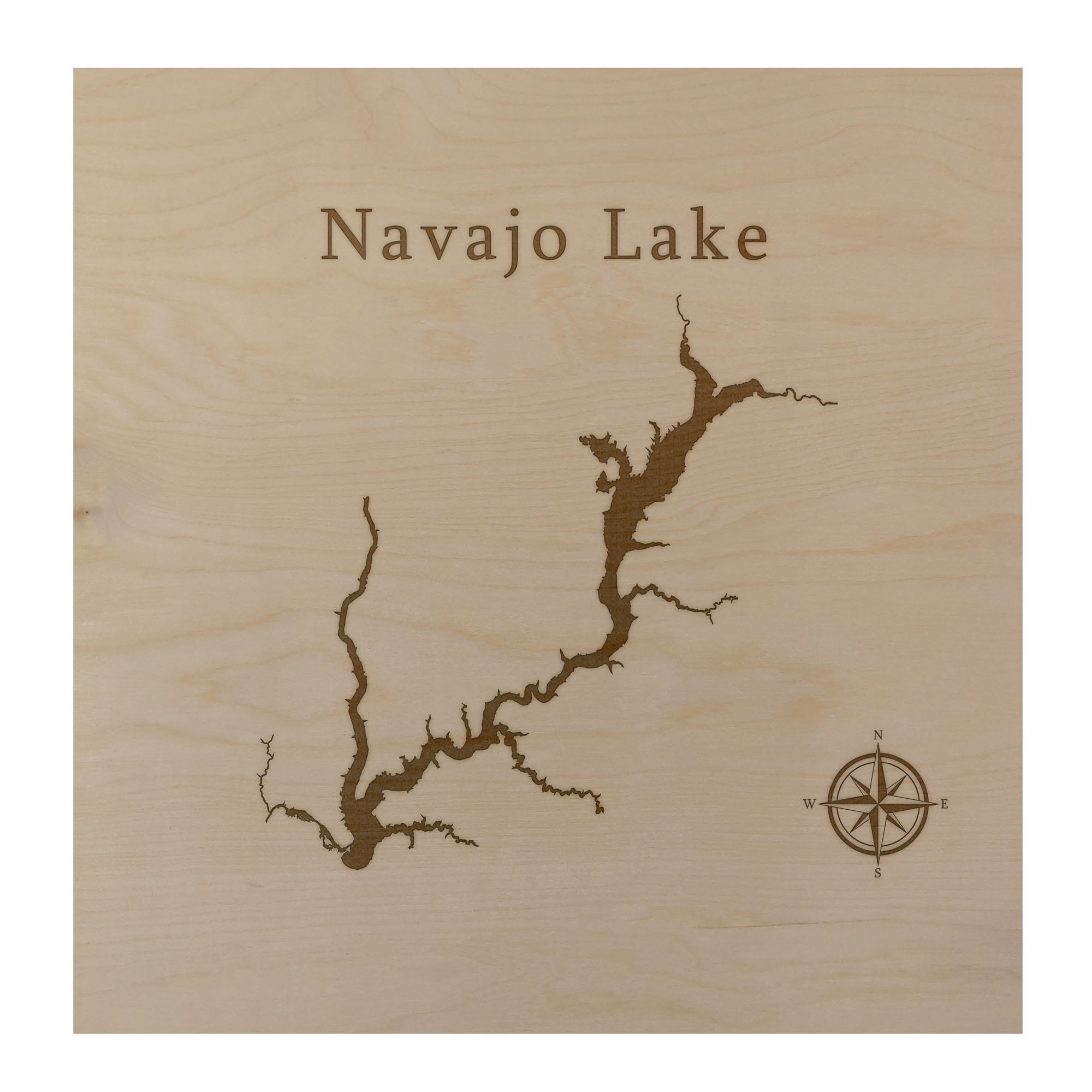 Navajo Lake Map 12x12" Birch Wood Wall Art Office Decor Gift Engraved