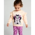 thumbnail image 4 of Disney Minnie Mouse Toddler Girls’ Outfit Set - Two Piece Long Sleeve Sweatshirt with Ruffle Shoulders & Floral Leggings (Multi, 5), 4 of 5