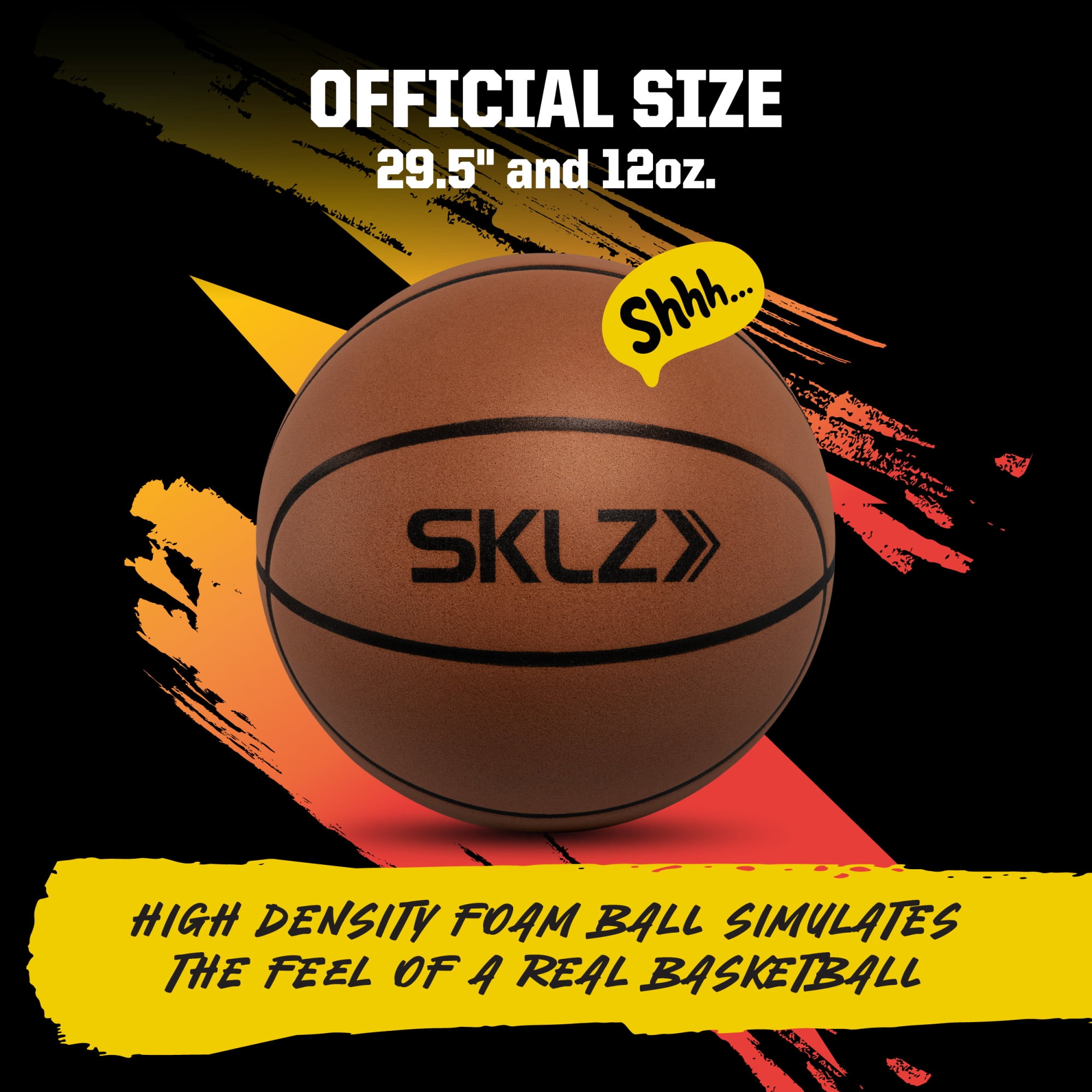 Bashhhketball Silent Indoor Basketball – Official Size 29.5" Foam Training Basketball for Home Dribbling Practice – Quiet, Durable, Lightweight Ball with Realistic Bounce and Game-Like Grip