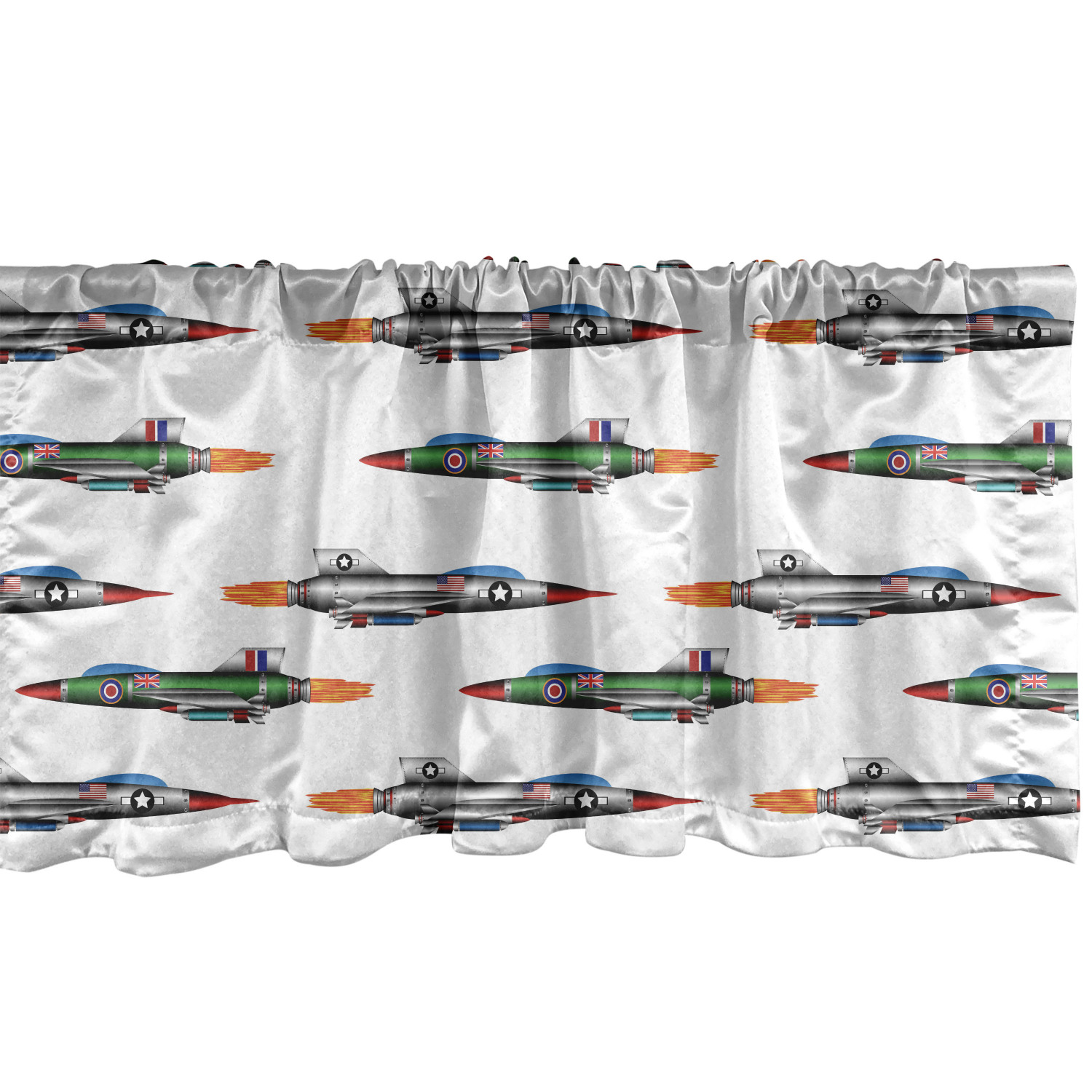 Airplane Window Valance Pack of 2, JetPlanes Aviation Attack Modern