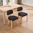 thumbnail image 3 of PORKISS Upholstered Dining Chairs Set of 2, Mid-Century Kitchen Chairs with Solid Wood Legs and Cushioned Wingback for Kitchen, Black, 3 of 8