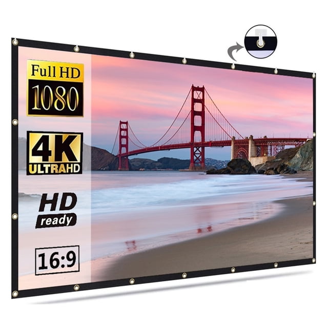 Portable Screen For Projector 84" 100" 150" 16:9 Polyester Outdoor Movie Curtain For Travel Home Theater DLP Projektor ,Wrinkle-Free