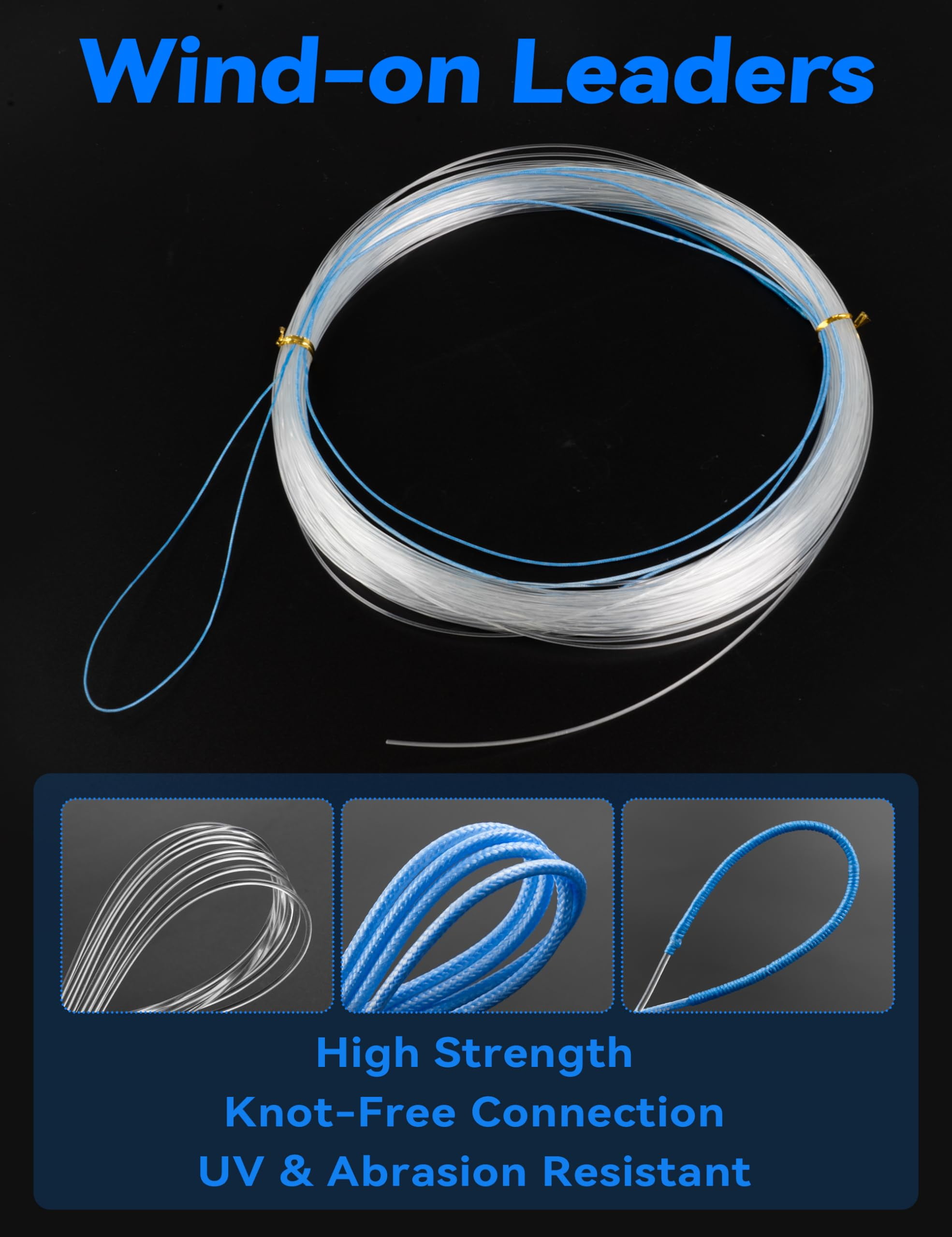BLUEWING Monofilament Wind-on Leader High Strength Mono Loop to Loop Fishing Leader Line for Vertical Jigging, Swordfish & Trolling, 150lb 1.2mm 150ft