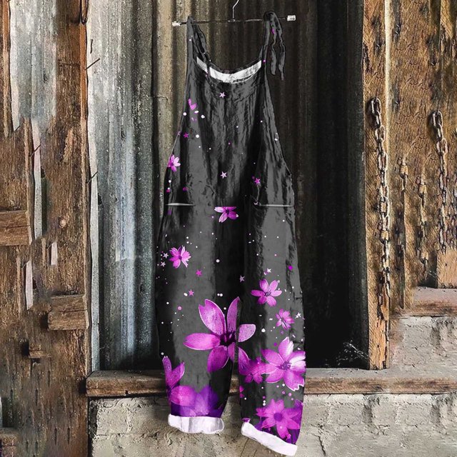 Styesk Pantalons pour Femmes Pantalons Imprimés Sans Manches Deux Poches Combinaisons Décontractées