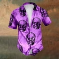 thumbnail image 2 of Halloween Mens Button Up Shirt Skull Print Turndown Collar Short Sleeve Regular Fit Men Shirts Graphic, 2 of 6