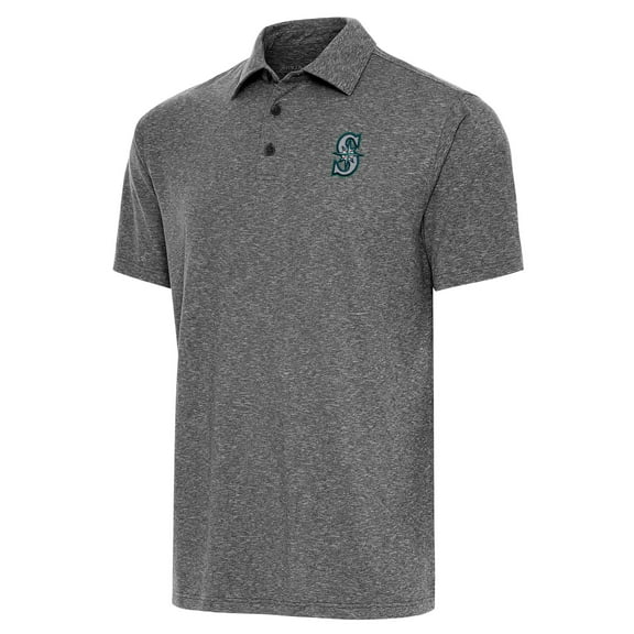 Men's Antigua Heather Black Seattle Mariners Par Polo