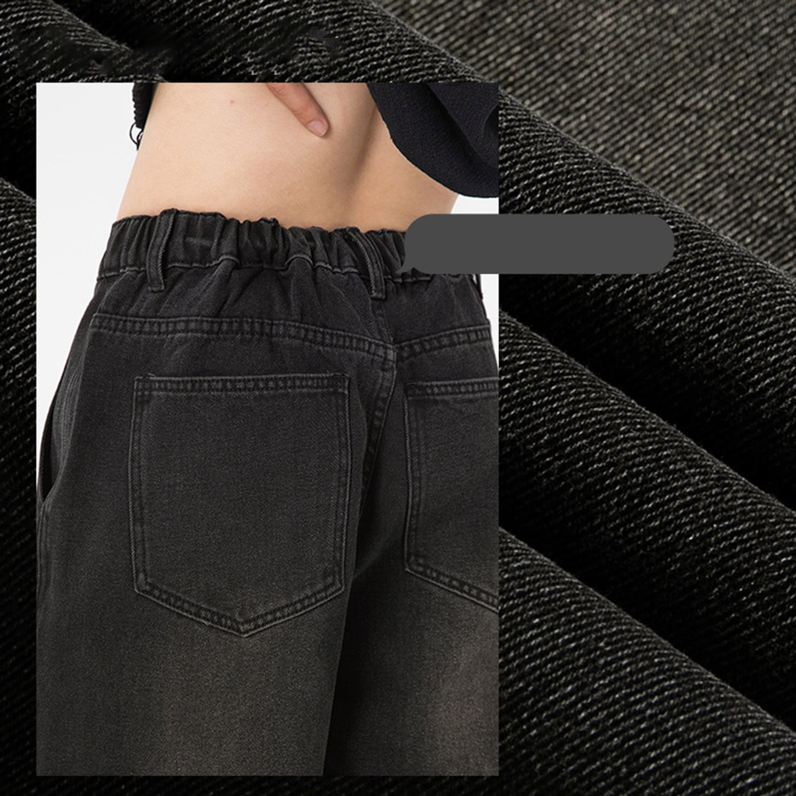 HOOMEUMY Relaxed Straight Men Male Vintage Baggy Jeans Retro Washed Workwear Jeans Casual Loose Pants Casual Denim Pants Black 10
