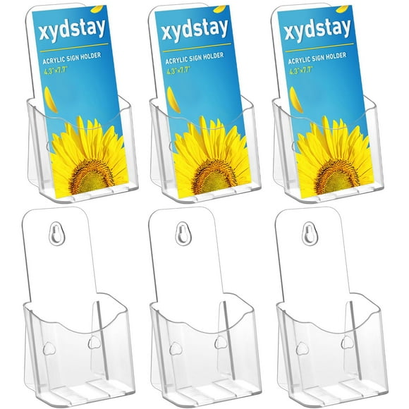 Soporte acrílico para folletos xydstay, 4 x 9 pulgadas, transparente, paquete de 6