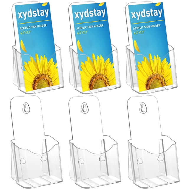 Soporte acrílico para folletos xydstay, 4 x 9 pulgadas, transparente, paquete de 6