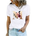 thumbnail image 2 of Valentine's Day T-shirts for Women Valentine's Day Fashion Flower and Letter M Print Shirts Short Sleeve Round Neck Pullover Blouses Tops Spring Summer Clothes, 2 of 5