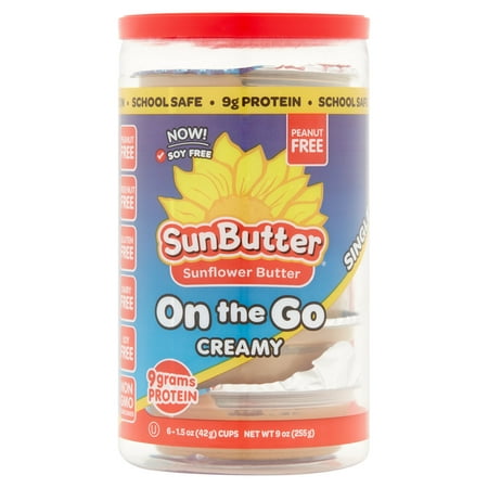 Sun Butter On the Go Creamy Sunflower Butter Single Cups, 1.5 oz, 6