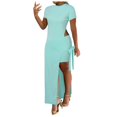 thumbnail image 1 of asddcavvf Tank Tops Women Tied Detail Slit Asymmetrical Top & Shorts Set, 1 of 4