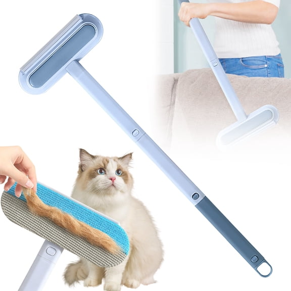 Pet Hair Remover Ecohintz Multifunctional Pet Hair Remover Tool - Reusable Long Handle Cleaner with Brush - Washable & Extendable for Furniture, Sofa, Carpet & Dog, Lint Brush for Furniture, Sky Blue