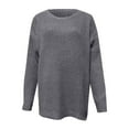 thumbnail image 3 of Fiaer Chunky Knit Sweaters for Women Oversized Crew Neck Loose Fit Solid Color Casual Trendy Long Sleeve Cable Knit Tops Grey L, 3 of 4