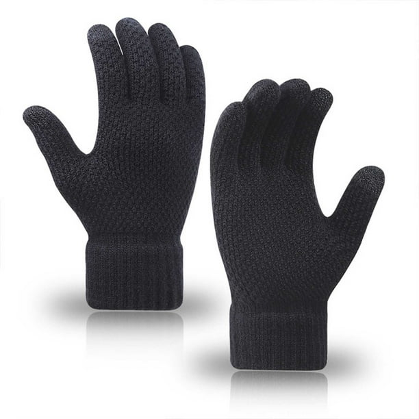 Guantes para hombre y mujer, de color bloqueado, para exteriores, sin dedos, de lana gruesa, informales, de moda, con parte superior acrílica.