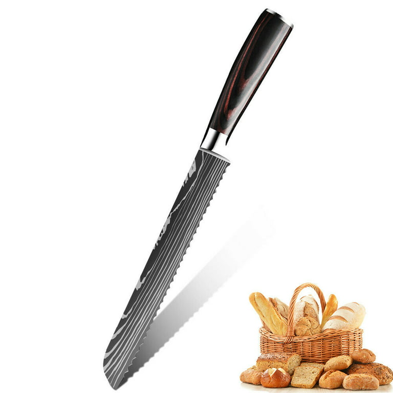 2 Bread Knives 8 Blade Stainless Steel Sharp Serrated Knife Cutter Slicer Chef