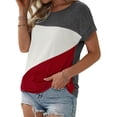 thumbnail image 2 of Langwyqu Womens Color Block Short Sleeve Tops Casual Summer T-Shirt, 2 of 3