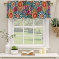 thumbnail image 3 of 2 Pack Valances for Windows, Boho Teal Flower Window Valances for Living Room/Bedroom/Bathroom, Spring Bohemia Chic Red Yellow Floral Light Filtering Kitchen Curtain Valance 42"W x18" L, 3 of 9