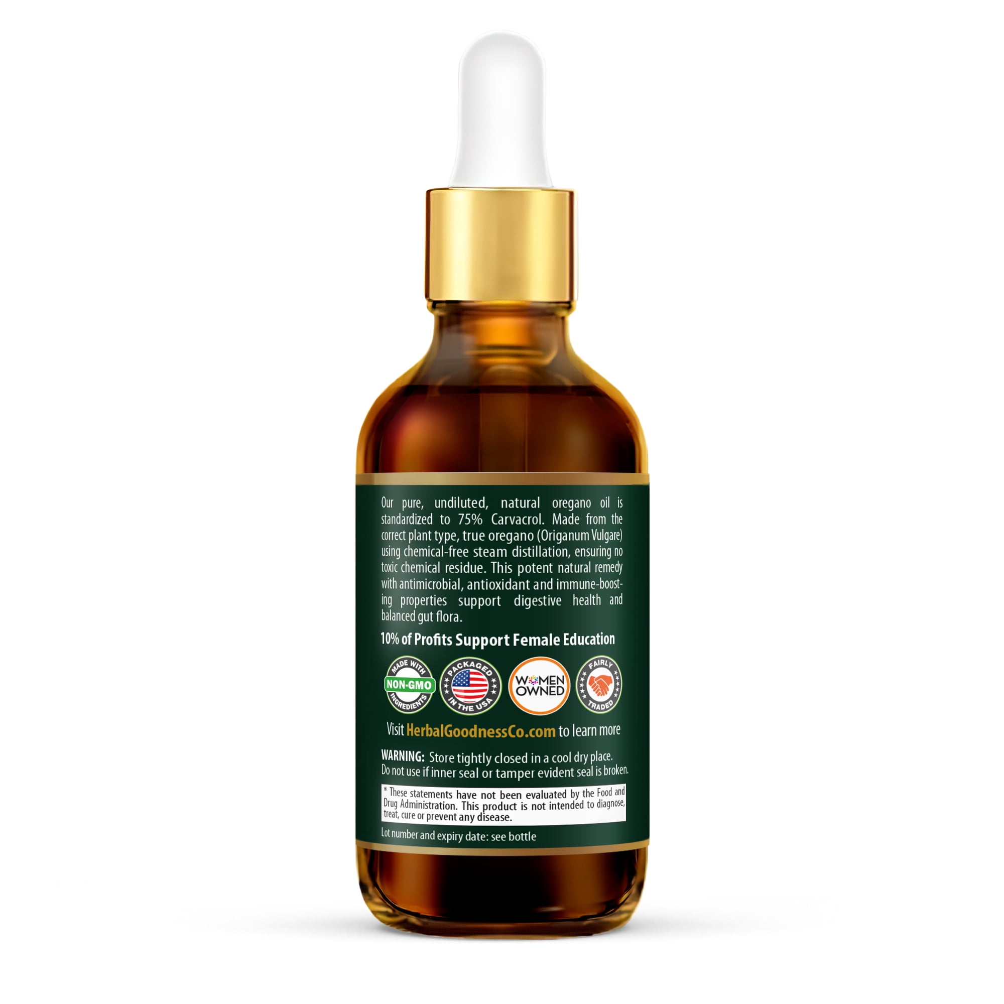 Oil of Oregano Drops, Liquid Supplement, Aceite de Oregano, Virgin Olive Oil, for Immune & Digestive Support- 2oz - Herbal Goodness