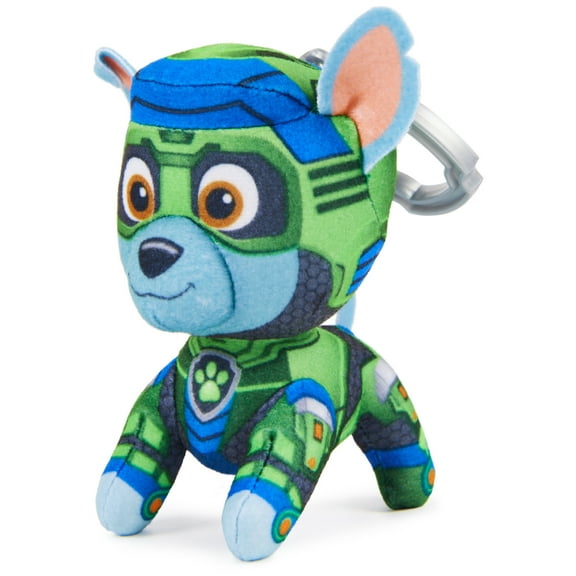 PAW Patrol: The Mighty Movie, 4-Inch Tall Rocky Plush Toy with Keychain Clip for Kids 3 