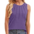 thumbnail image 5 of XFLWAM Womens Summer Tank Tops Pleated Crew Neck Sleeveless Tops for Women Casual Flowy Blouse, 5 of 8