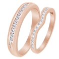 thumbnail image 2 of AFFY Round Cut White Natural Diamond His and Hers Wedding Band Ring Set in 14K Rose Gold (0.5 Cttw) By, 2 of 2