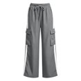 thumbnail image 3 of BXJX Boys Cargo Pants 14-16, Straight‑Leg Side Stripe Multi Pocket Elastic Waist Casual Trousers, 3 of 9