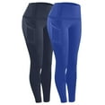 thumbnail image 3 of CFLVAEK 2PCS Plus Size Yoga Pants for Women with Pockets Comfy High Waisted Workout Leggings Butt Lift Gym Fitness Legging Pants Solid Color Running Pants Blue L, 3 of 10