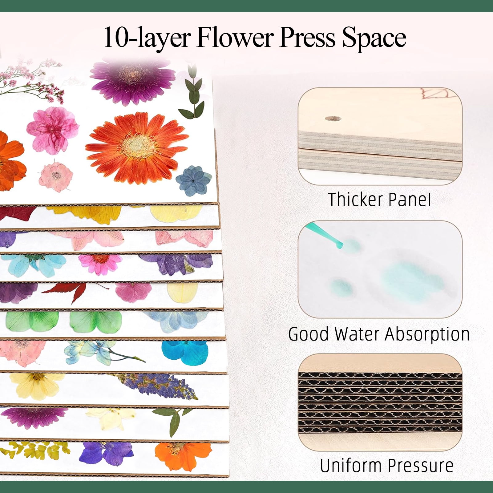 CandWuom Flower Press Kit, 11" x 11" Large Wooden Flower Pressing Craft for Adults & Kids, Bouquet Preservation Kit, DIY Flowers Drying Art, Ideal Gift for Arts and Crafts Lovers