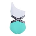 thumbnail image 2 of vastwit Girls One Piece Swimsuits Single Shoulder Swimwear Summer Beach Hawaiian Bathing Suits Mint Green 16, 2 of 7