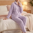 thumbnail image 3 of StSilkitty Womens Fleece Pajama 2 Piece Sets Winter Long Sleeve Full Zip Stand Collar Coat and Pants Loungewear Set with Pockets, 3 of 6