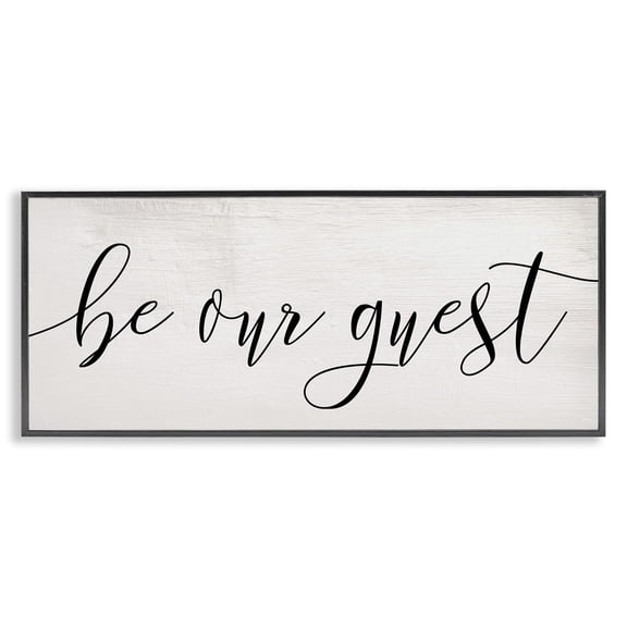Stupell Industries Shabby Chic Be Our Guest Script Black Framed Giclee Art, 24 x 10, by Lil' Rue
