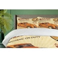 thumbnail image 4 of Ambesonne Retro Duvet Cover Sets, Engine and Mechanic Sign, 2-Queen, Orange Cream Red, 4 of 7