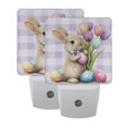 thumbnail image 7 of Purple Plaids Easter Rabbit with Eggs Flowers LED Night Light Sensor Lamp Plug-in Adjustable Brightness 2 Pack, 7 of 7