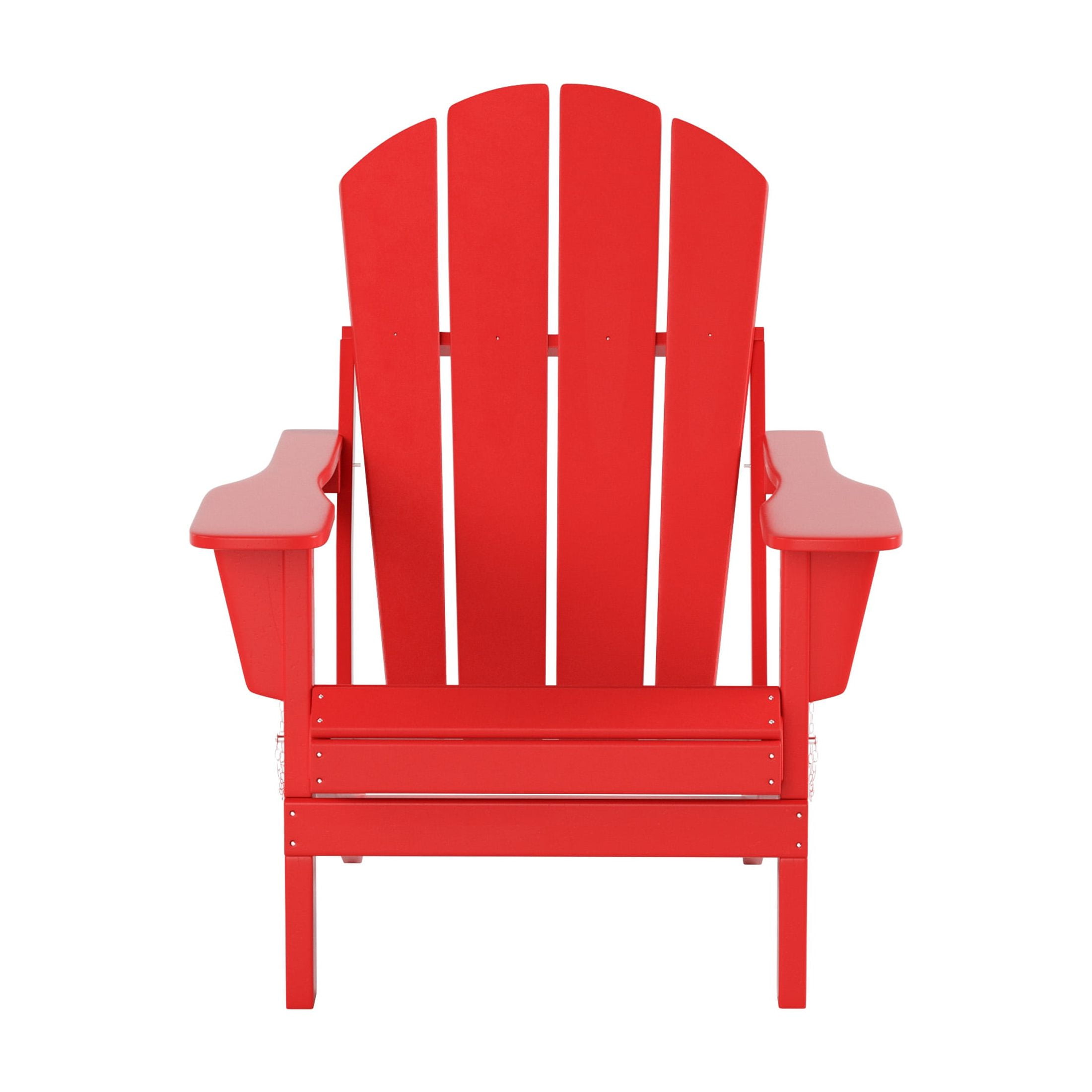 Westin Outdoor Patio Folding Adirondack Chair HDPE Plastic, Red