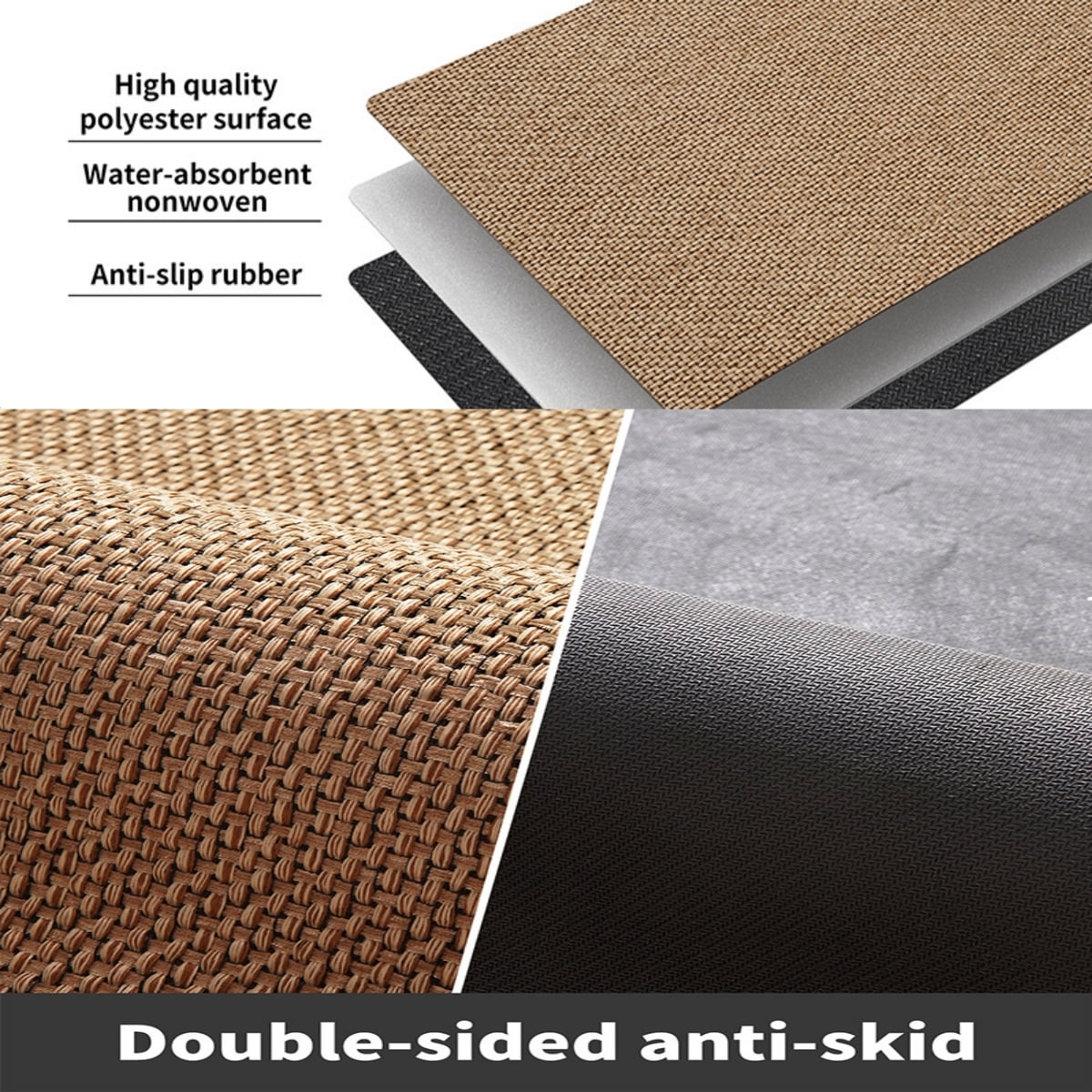 MEHOOM 32"x48" Jute Front Door Mat, Indoor Outdoor Rug, Dirt-Resistant, Low Profile, Easy Clean, Anti-Slip Doormat, Multi-Functional Welcome Mat for Garden, Balcony, Porch, Entryway (Natural Brown)