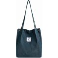 thumbnail image 1 of Corduroy Tote Bag With Zipper, Women's Shoulder Purses For Office School Shopping Travel, 1 of 4