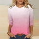 thumbnail image 2 of Awdenio - Camisetas de manga larga para mujer, estilo playero holgado, informal, con mangas 3/4, estampado de moda, cuello redondo, 2 of 5