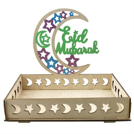 

Trays for Eating Eid Mubarak Crafts Food Ramadan Display Holder Dessert Dish Tableware Party Decorations for Breakfast Dinner JM00484