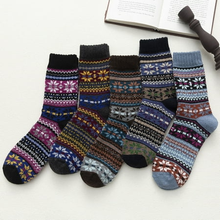 

Yoslce fuzzy socks for women warm socks 5 Pack Womens Socks Vintage Winter Soft Warm Cold Knit Wool Socks