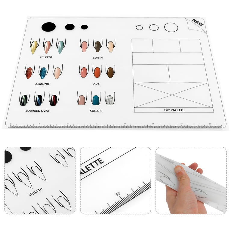 Frcolor Acrylic Nail Mat Silicone Training Sheet Flexible Roll Up Pad for Acrylic Fingernails Nail Practice Supply, Size: 8.66 x 5.91 x 0.79