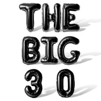 Letter Balloons - THE BIG 3 0 16" Inch Alphabet Letters Foil Mylar Balloon 30th Birthday Party Banner (Black)