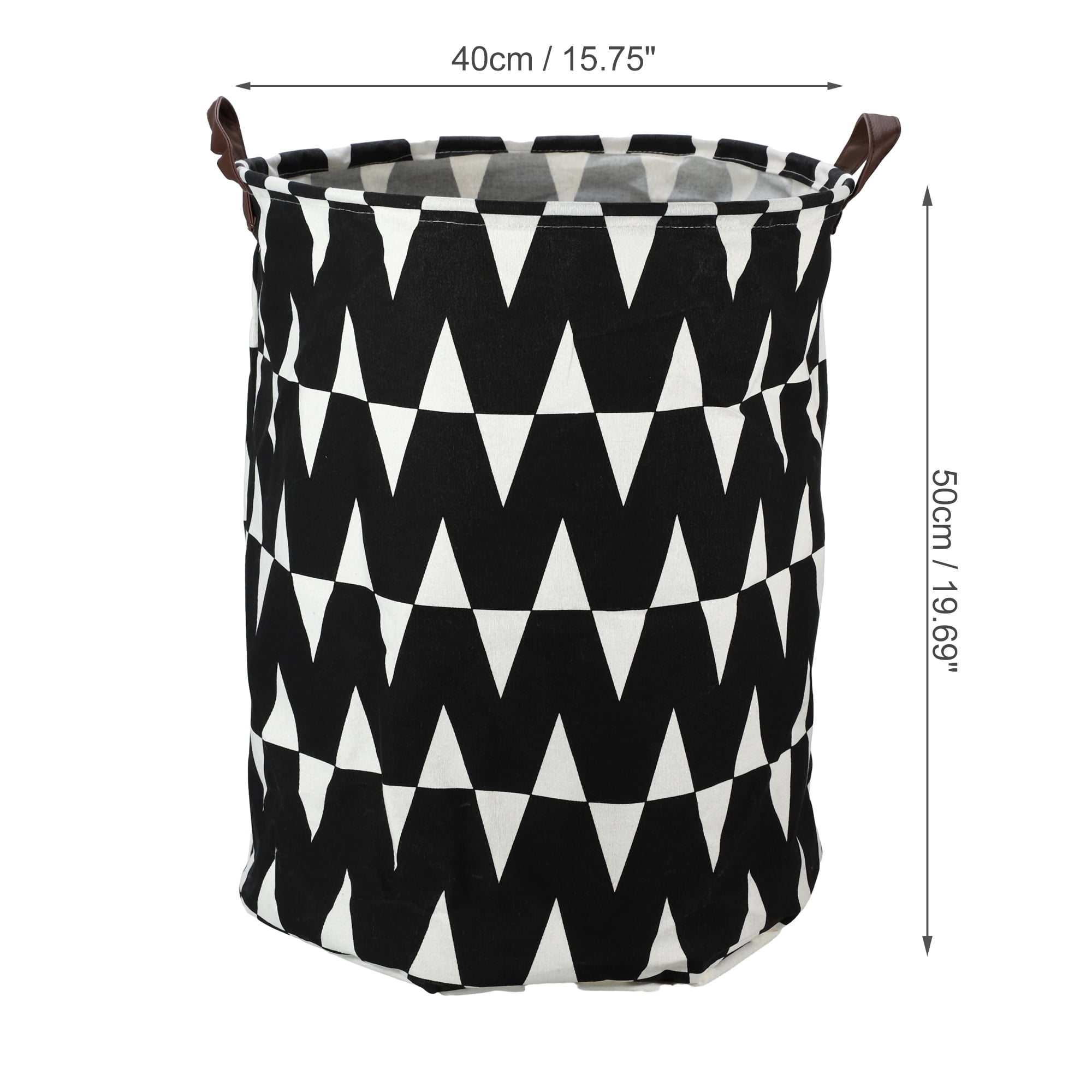 Unique Bargains Foldable Cylindrical Laundry Basket 19.69"x15.75" 60L Black