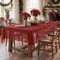 thumbnail image 2 of Sm:)e Poinsettia Embroidery Lace Tablecloth 60x84 Inch, Red, Vintage Floral Fabric Classy Vintage Reception Decor, 2 of 6