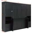 thumbnail image 2 of Harper & Bright Designs Queen Size Wood Murphy Bed with Closet, Wooden Folding Wall Bed Chest Cabinet Bed with Drawers and Shelves, Hidden Murphy Bed for Guest Room Bedroom, Black, 2 of 20