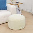 thumbnail image 4 of Ottoman Stuffed with PP Cotton Pouf Filler, Velvet Floor Pouf,Round Ottoman Foot Stool Cushion Storage Ottoman, 20 * 12 Inches Foot Rest for Living Room, Home Decor (Ivory Stripe), 4 of 18