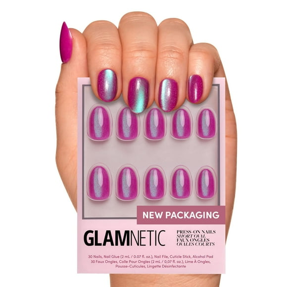 Press On Nails Glamnetic Berry Fizz - Pantalón corto ovalado, color magenta