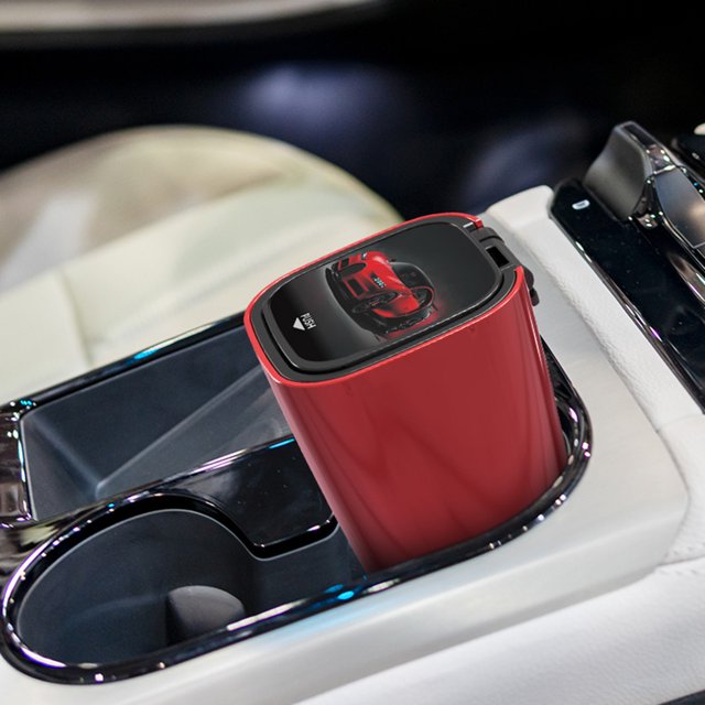 Cenicero LED portátil para coche, ignífugo, sin humo, para cigarrillos (rojo)