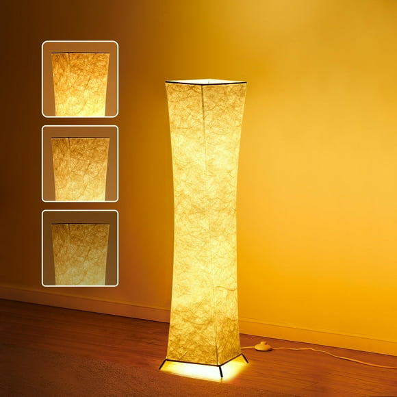 chiphy Floor Lamp, Dimmable 39" (XS) Tall Standing Lamp, 3 Levels Adjustable Brightness 12Wx2 LED Bulbs, Column Floor Light w/White Fabric Shade, Home Decor for Living Room, Bedroom, Kids Ro